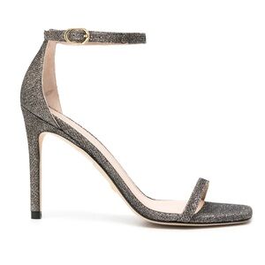 Stuart Weitzman Sparkly Dark Silver High Heel Sandals